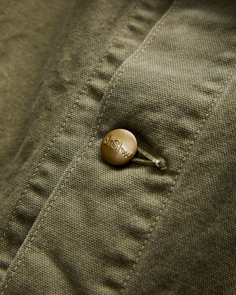 Relaxed Fit Canvas Coverall in Army Green