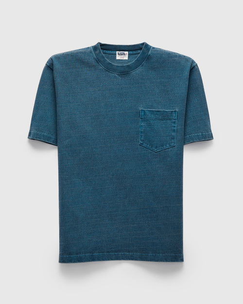 Heavyweight Pigment Dye Pocket T-Shirt in Blue