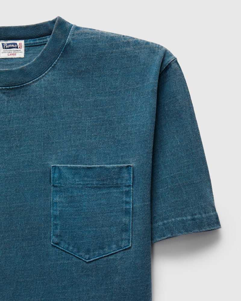 Heavyweight Pigment Dye Pocket T-Shirt in Blue