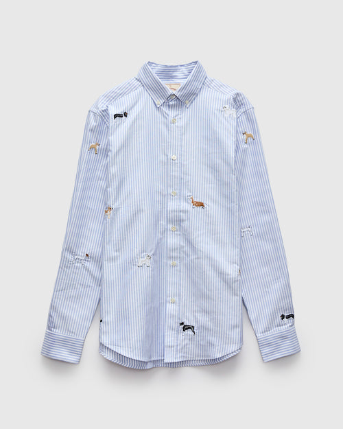Dogs Oxford Shirt in Blue Stripe