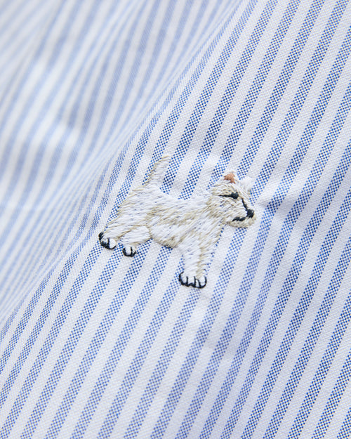 Dogs Oxford Shirt in Blue Stripe