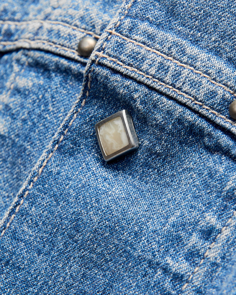 Studded Sawtooth Denim Shirt Jacket in Dillon Wash