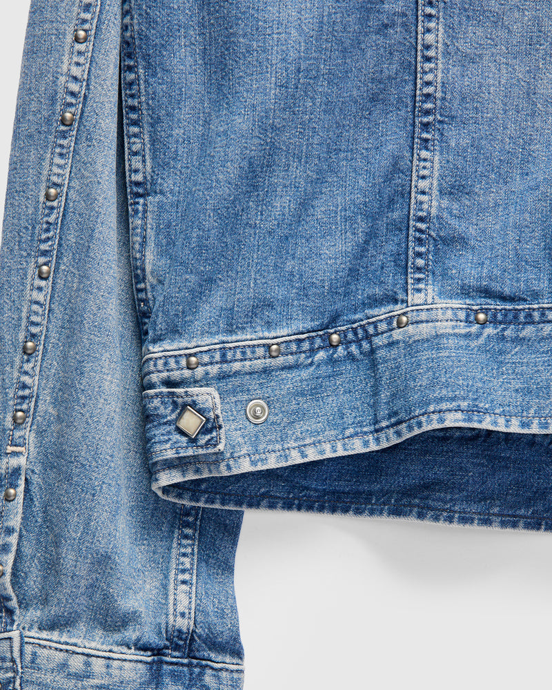 Studded Sawtooth Denim Shirt Jacket in Dillon Wash