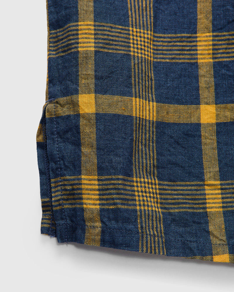 Le Point Open Collar Shirt in Navy Yellow