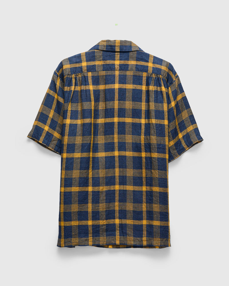 Le Point Open Collar Shirt in Navy Yellow