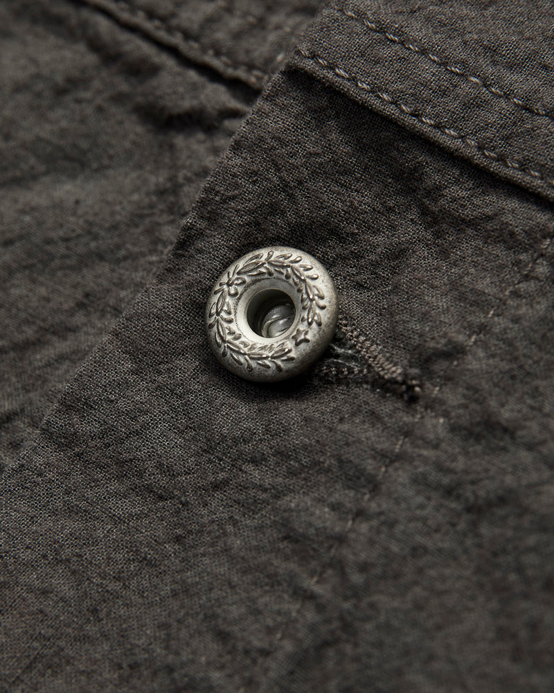 Linen Cotton Trucker Jacket in Charcoal