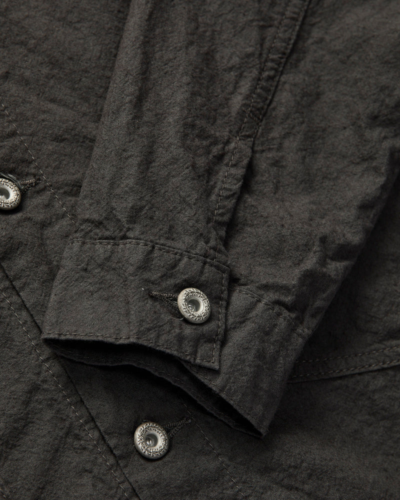 Linen Cotton Trucker Jacket in Charcoal