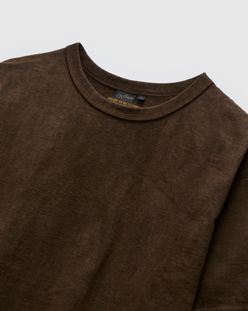 "Amami Mud-Dyed" Loopwheel T-Shirt in Dark Brown