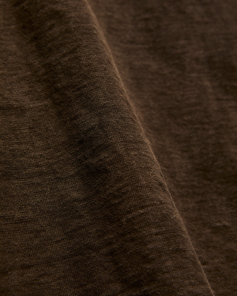"Amami Mud-Dyed" Loopwheel T-Shirt in Dark Brown