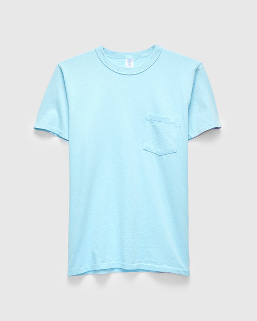 Pigment Dyed Pocket Tee in Turquoise Blue
