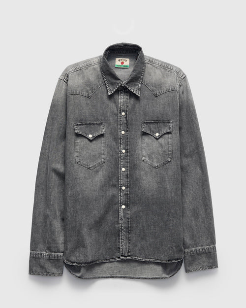 Denim Pearlsnap Shirt in Washed Black