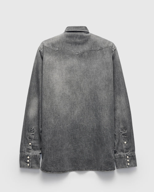 Denim Pearlsnap Shirt in Washed Black