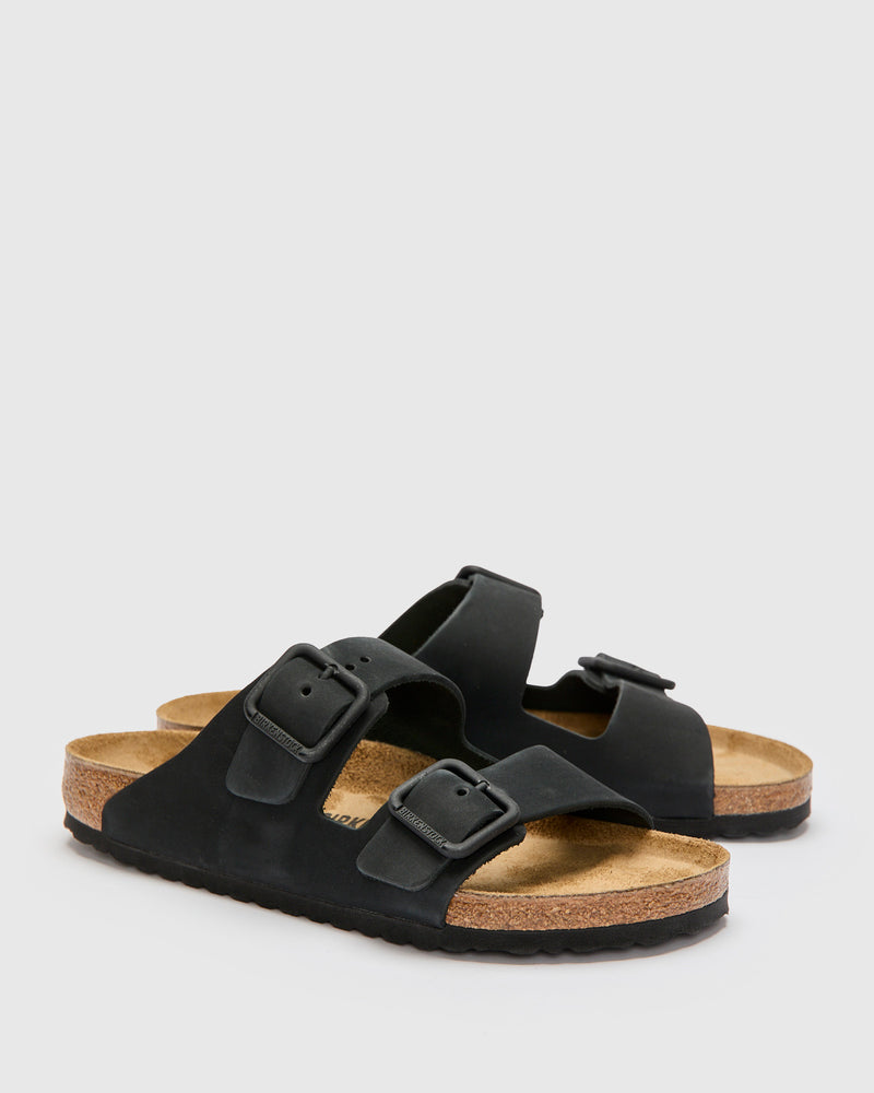 Arizona Wire Buckle Sandal in Black Nubuck