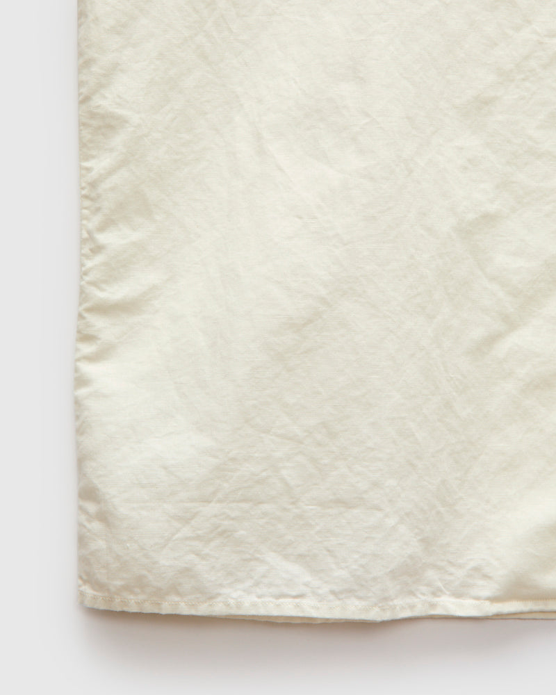 Linen Blend Open Collar SS Shirt in Off-White