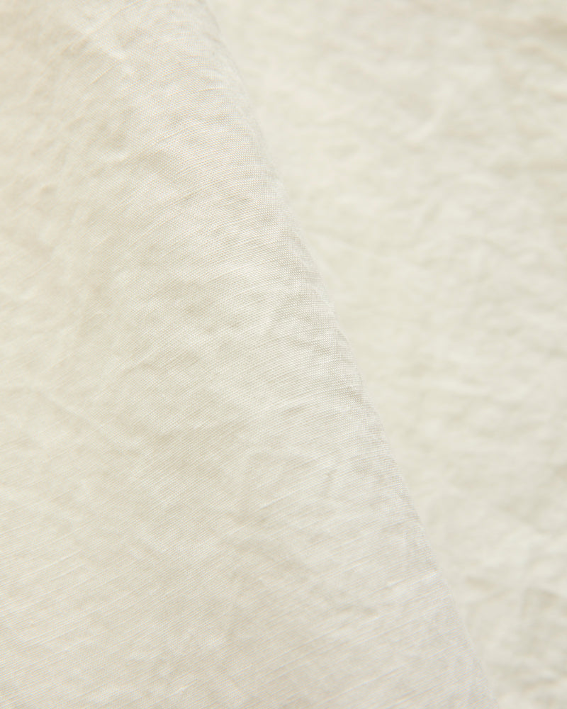 Linen Blend Open Collar SS Shirt in Off-White