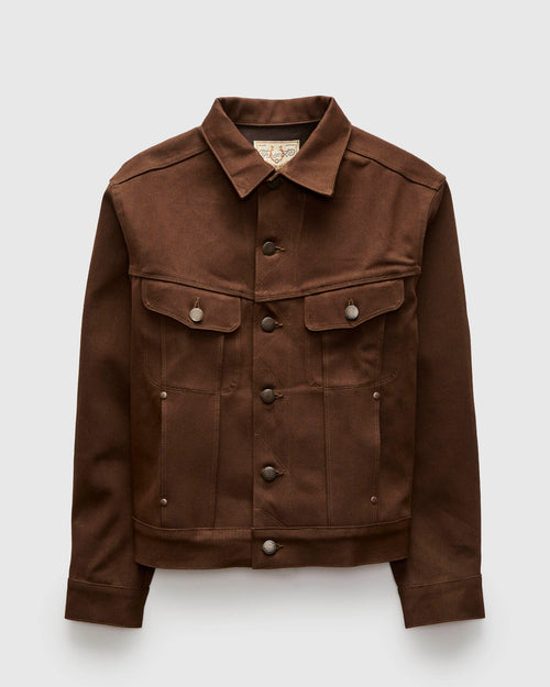 High Low 15oz Selvedge Denim Jacket in Dark Brown