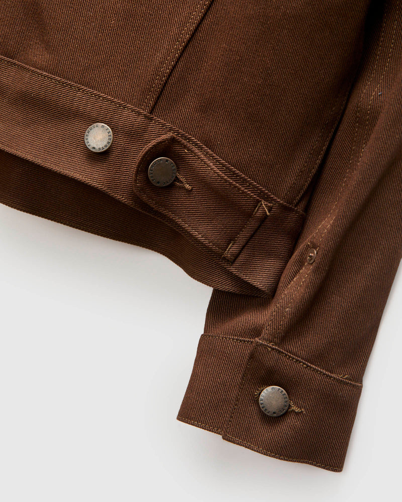 High Low 15oz Selvedge Denim Jacket in Dark Brown