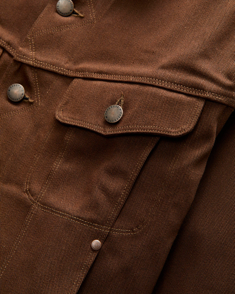 High Low 15oz Selvedge Denim Jacket in Dark Brown
