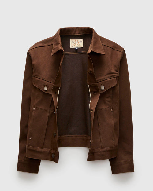 High Low 15oz Selvedge Denim Jacket in Dark Brown