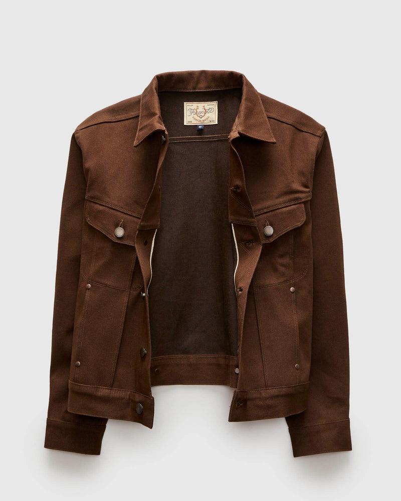 High Low 15oz Selvedge Denim Jacket in Dark Brown