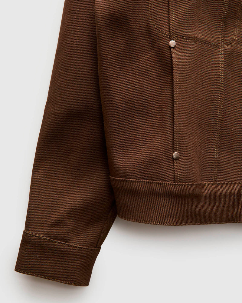 High Low 15oz Selvedge Denim Jacket in Dark Brown