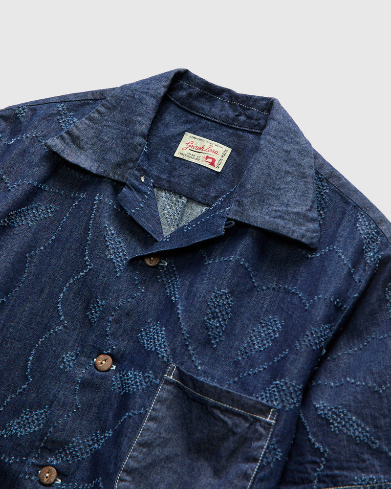Aloha Shirt in Indigo Fireworks