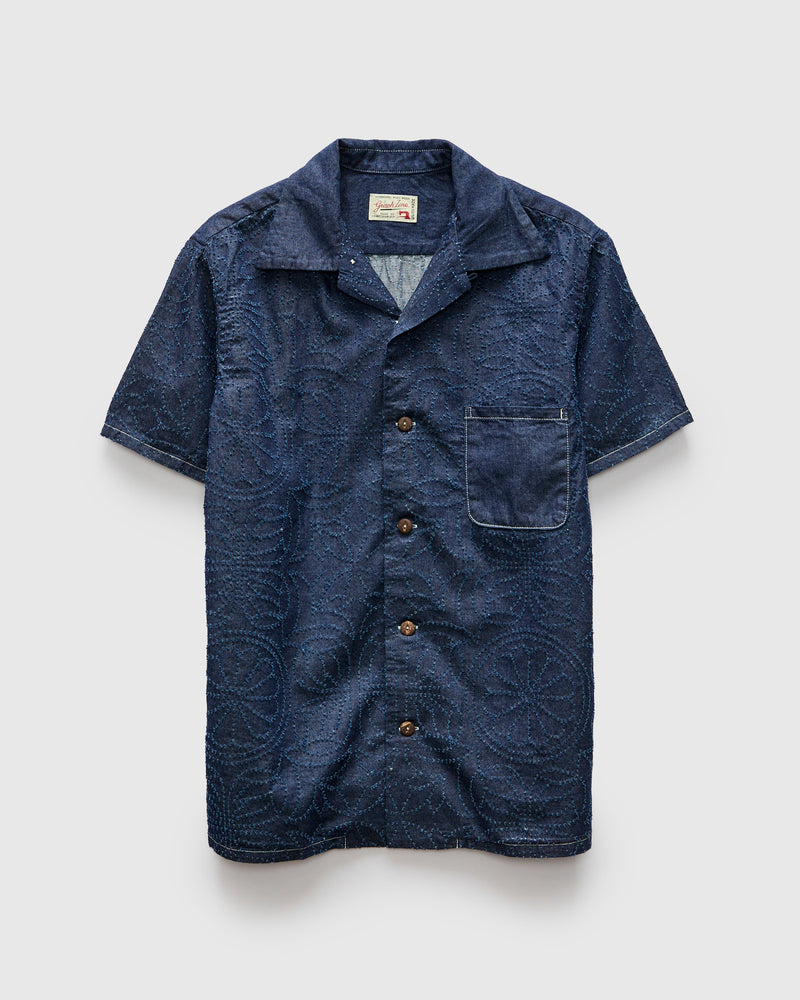 Aloha Shirt in Indigo Flower