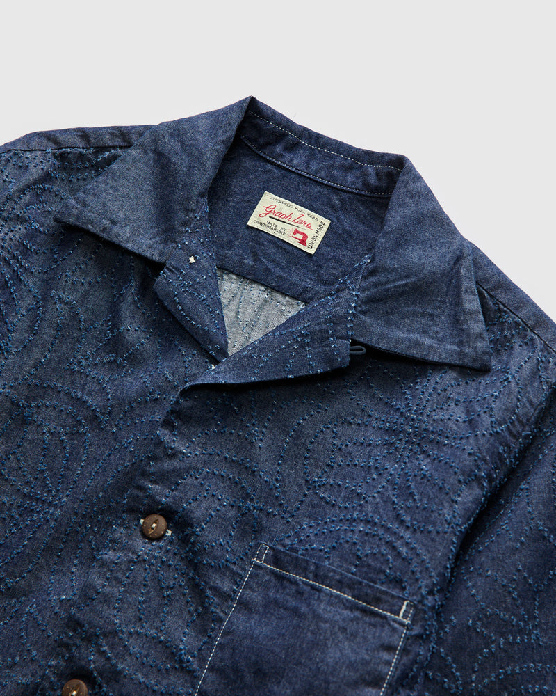Aloha Shirt in Indigo Flower