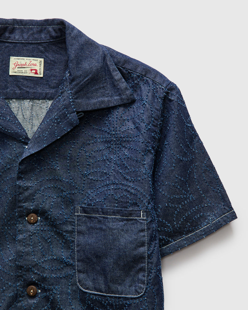 Aloha Shirt in Indigo Flower