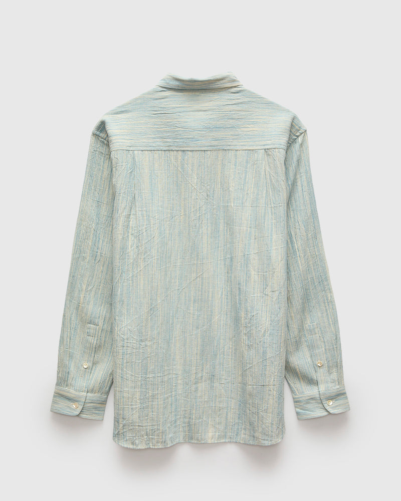 Handwoven Brook Shirt in Spacedye Light Indigo Stripe