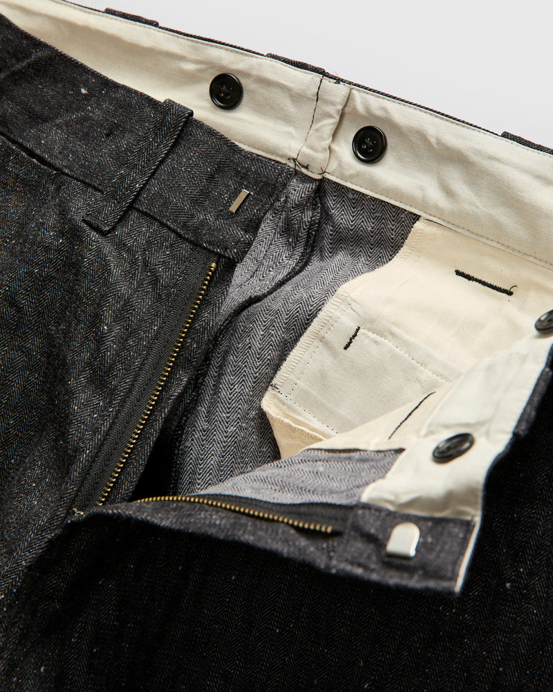 Herringbone Nep Work Pants in Black