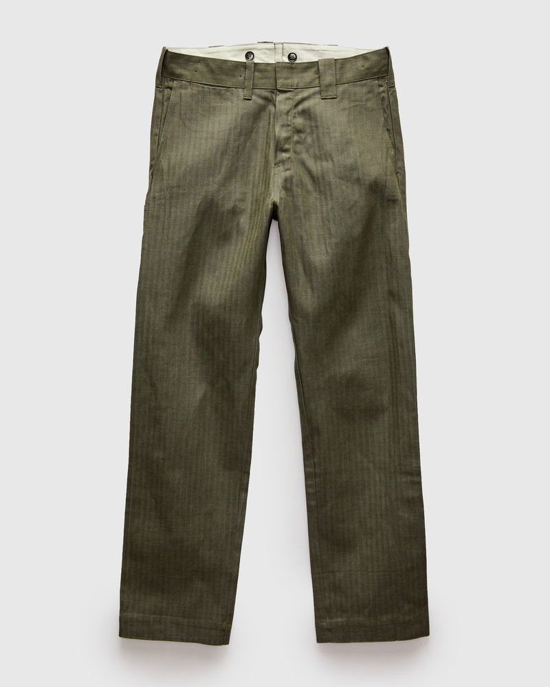 Herringbone Nep Work Pants in Olive