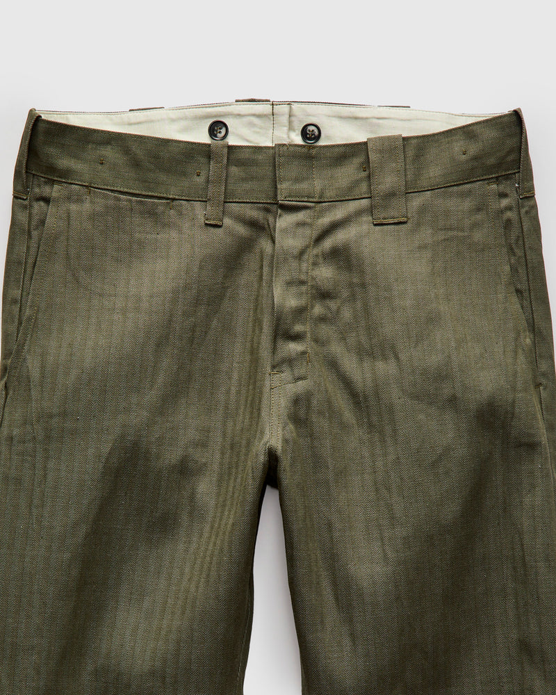 Herringbone Nep Work Pants in Olive