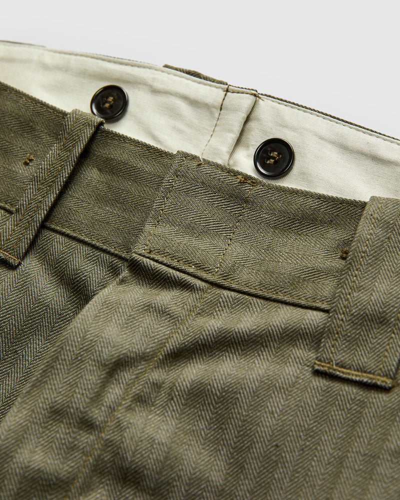 Herringbone Nep Work Pants in Olive