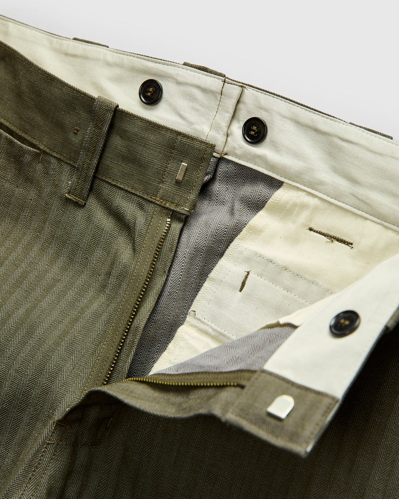 Herringbone Nep Work Pants in Olive