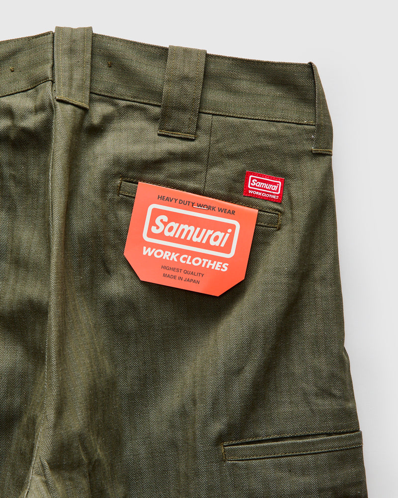 Herringbone Nep Work Pants in Olive