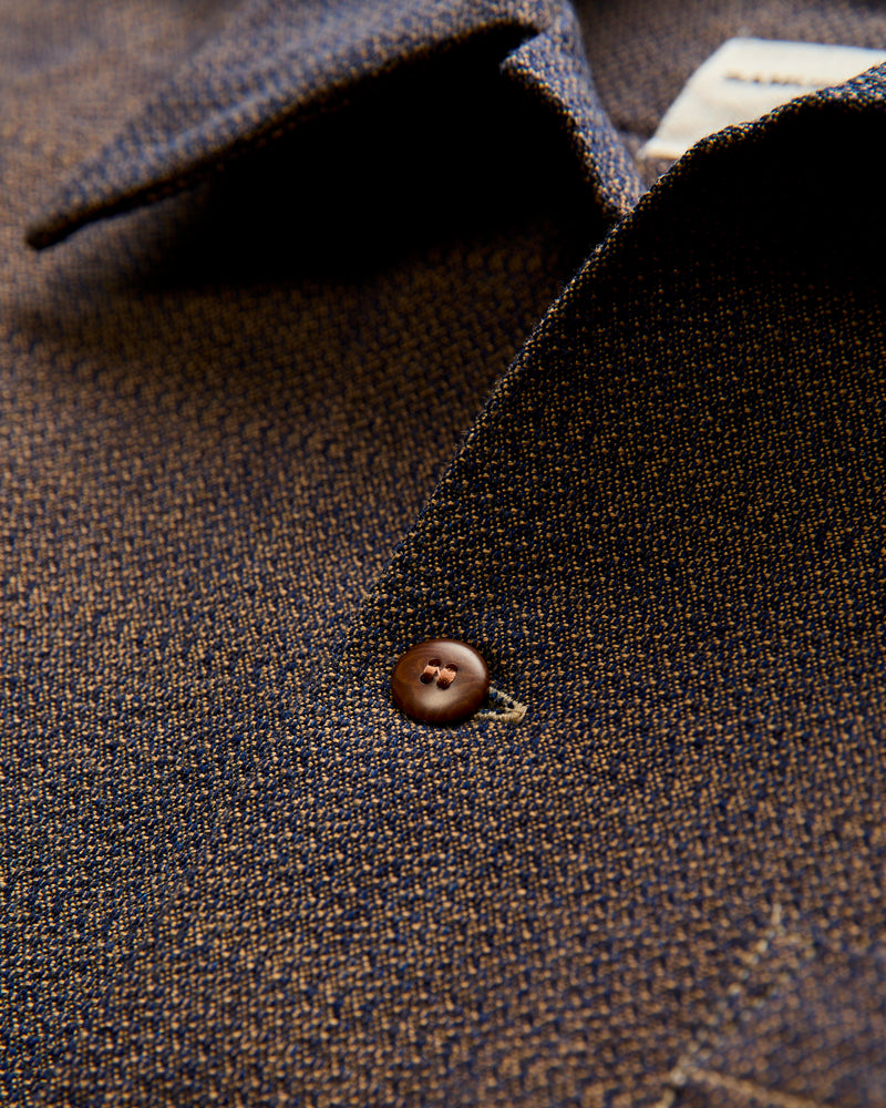 Open Collar Shirt in Sashiko Kanoko Aimadara