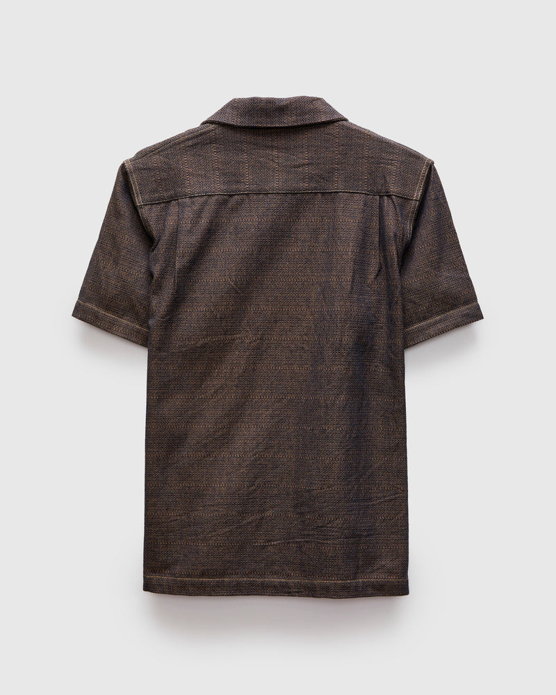 Open Collar Shirt in Sashiko Kanoko Aimadara