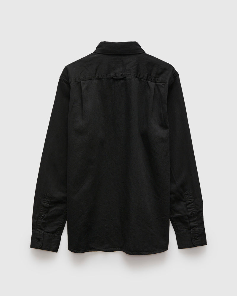 6oz Denim Button Down Shirt in Black