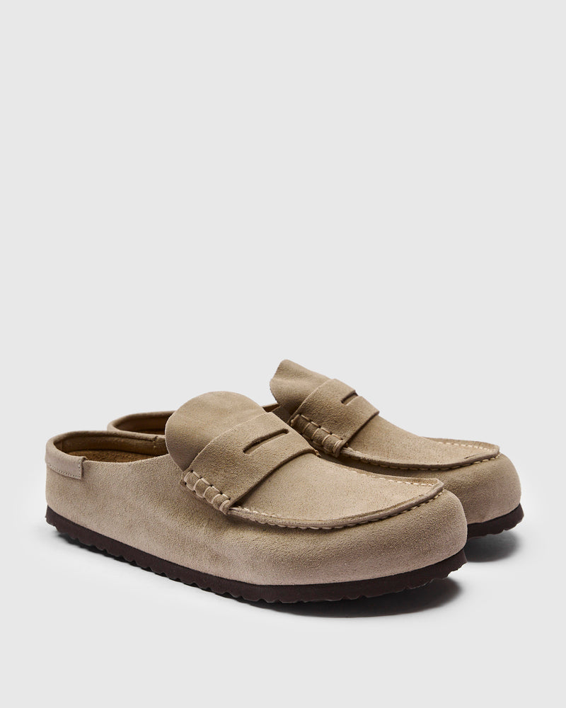 Naples Wrapped Clog in Taupe Suede