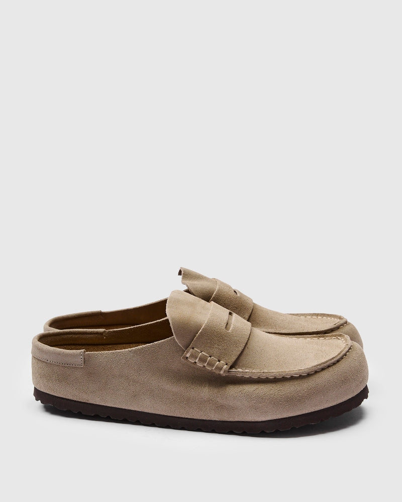 Naples Wrapped Clog in Taupe Suede