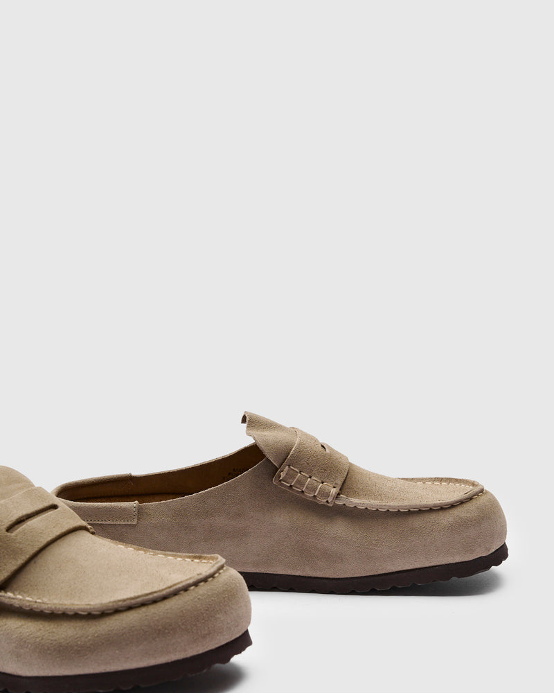 Naples Wrapped Clog in Taupe Suede