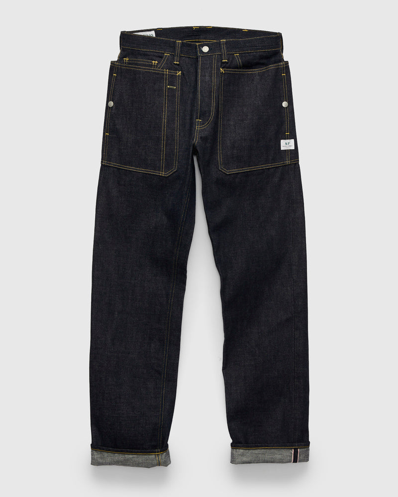 14oz Selvedge Denim Fall Leaf R Pants in Indigo