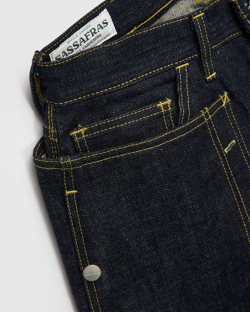 14oz Selvedge Denim Fall Leaf R Pants in Indigo
