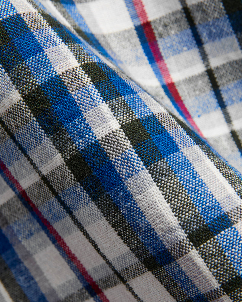 3056 Short Sleeve Check Work Shirt in Blue