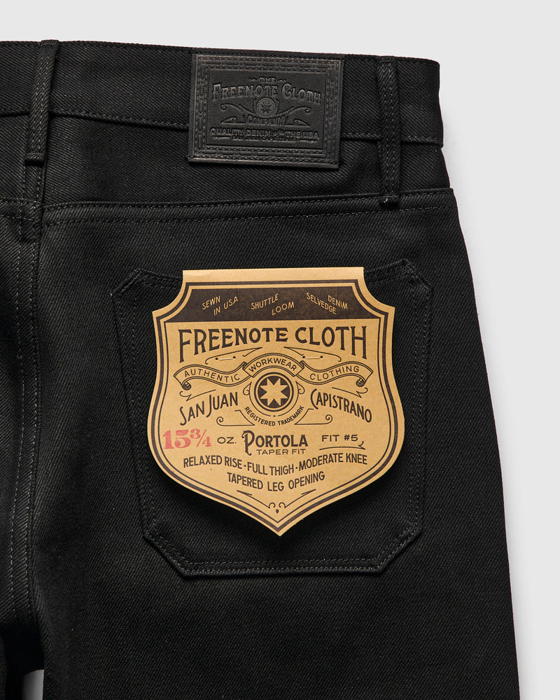 "Black Portola" 15.75oz Double Black Selvedge Denim - Tapered Fit