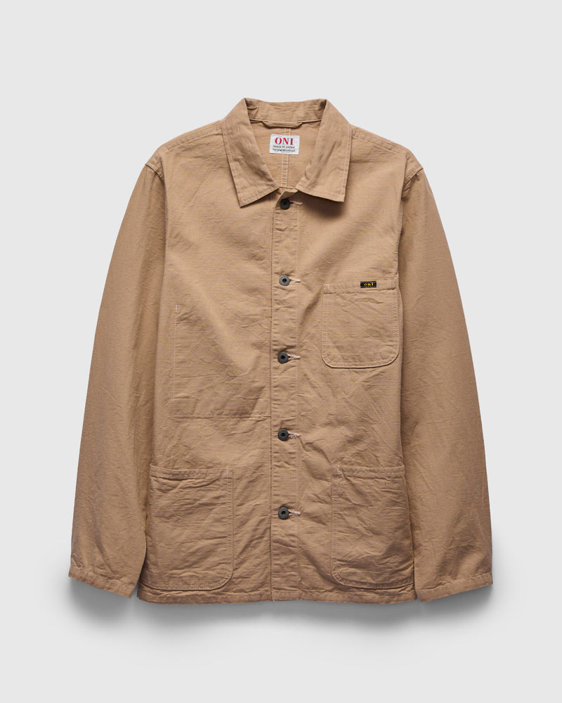 8oz "Betacham" Chambray Coverall Jacket in Beige