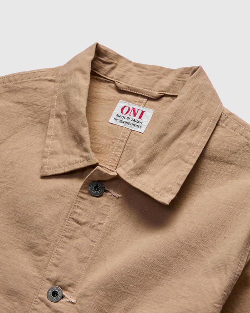 8oz "Betacham" Chambray Coverall Jacket in Beige