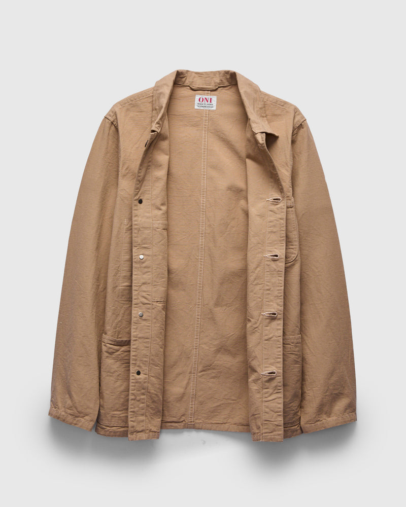 8oz "Betacham" Chambray Coverall Jacket in Beige