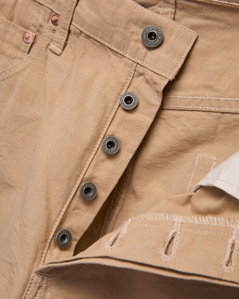266-8SVCBE "Beige Betacham" 8oz Selvedge Chambray Pants - Relaxed Straight Fit
